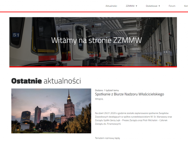 Warsaw Tube Drivers Trade Union website